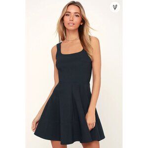 Lulus Home Before Daylight Navy Skater Dress XS NEW!